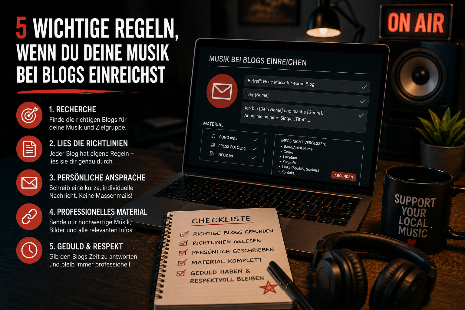5 wichtige Regeln, wenn du deine Musik bei Blogs einreichst