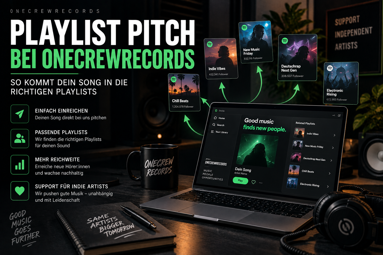 Playlist-Pitch bei OneCrewRecords: So kommt dein Song in die richtigen Playlists